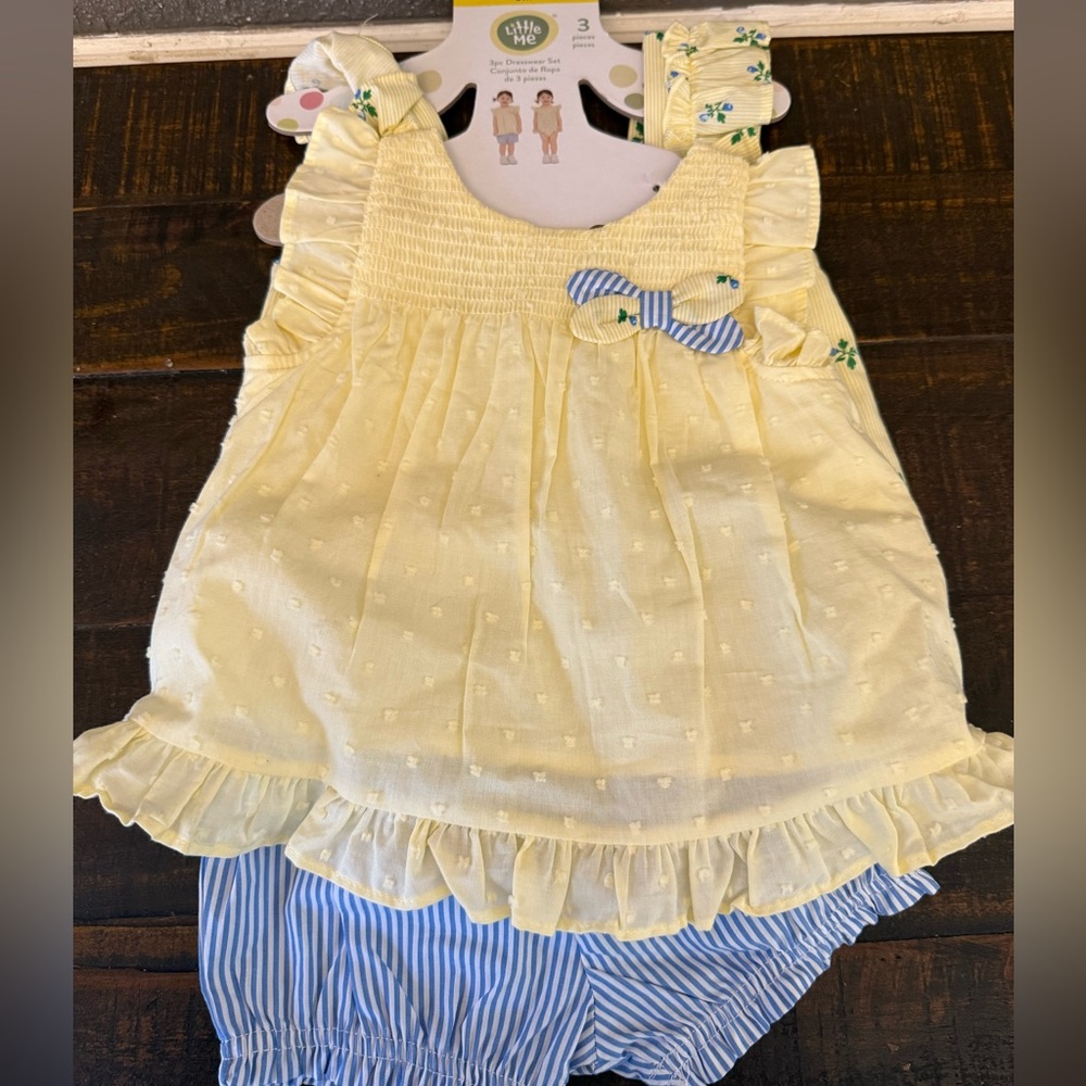 NEW Little Me 3 piece spring summer flower Outfit Easter
